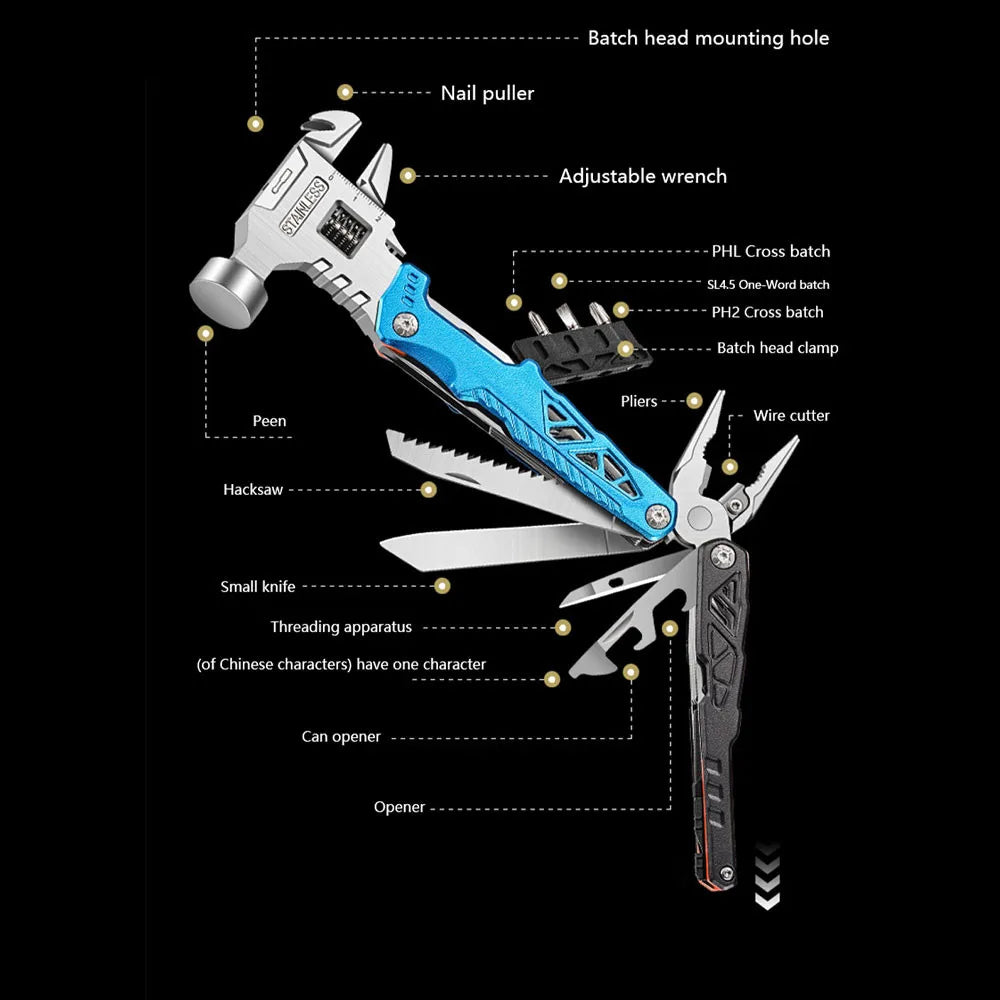 All-in-One Emergency Tool โ Hammer, Pliers, Wrench & More in One