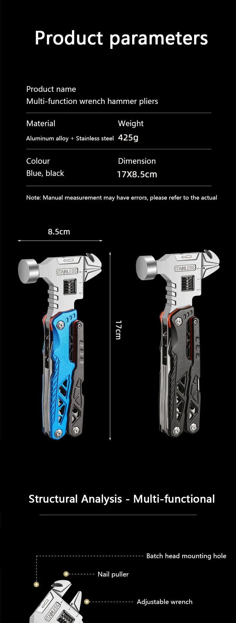 All-in-One Emergency Tool โ Hammer, Pliers, Wrench & More in One