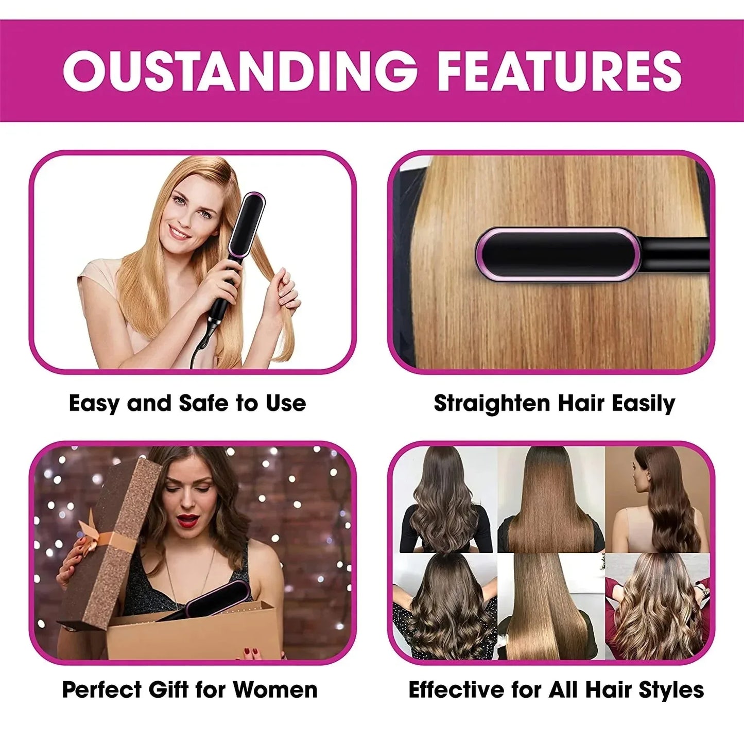 3 in 1 Professional Quick Heated Electric Hot Comb