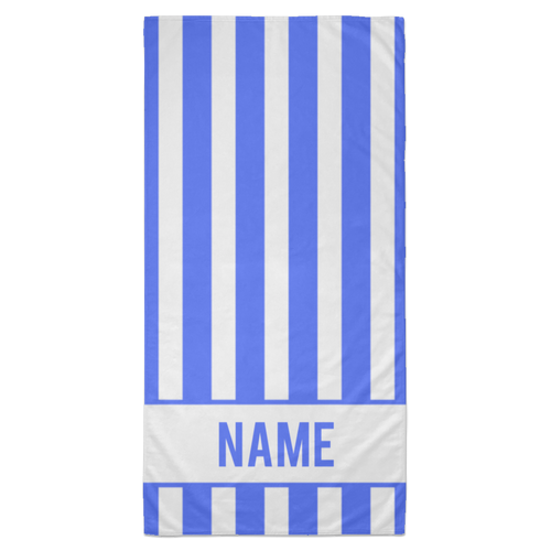 Personalized Striped Beach Towel Blue