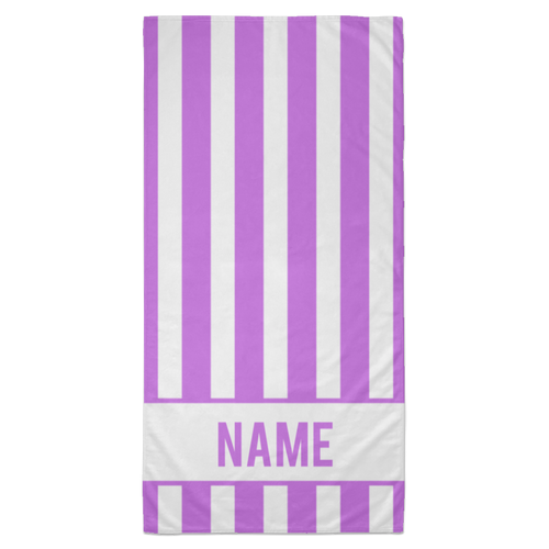 Personalized Striped Beach Towel Purple