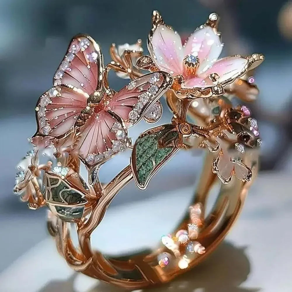 Fashion Flower Butterfly Ring