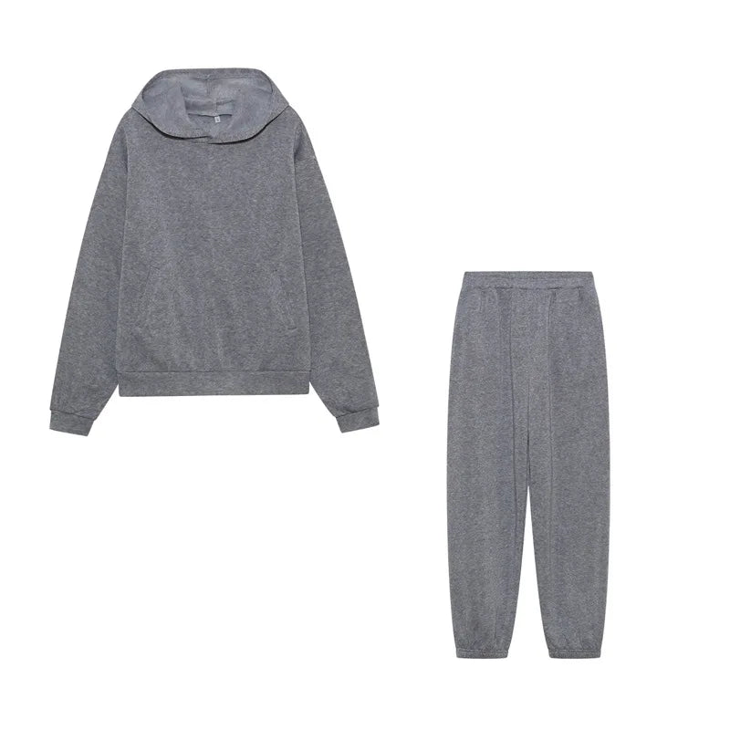 Women's Tracksuit Suit Autumn Fashion Warm Hoodie Sweatshirts Two Pieces Oversized Solid Casual Hoody Pullovers Long Pant Sets
