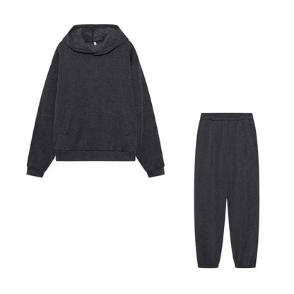 Women's Tracksuit Suit Autumn Fashion Warm Hoodie Sweatshirts Two Pieces Oversized Solid Casual Hoody Pullovers Long Pant Sets