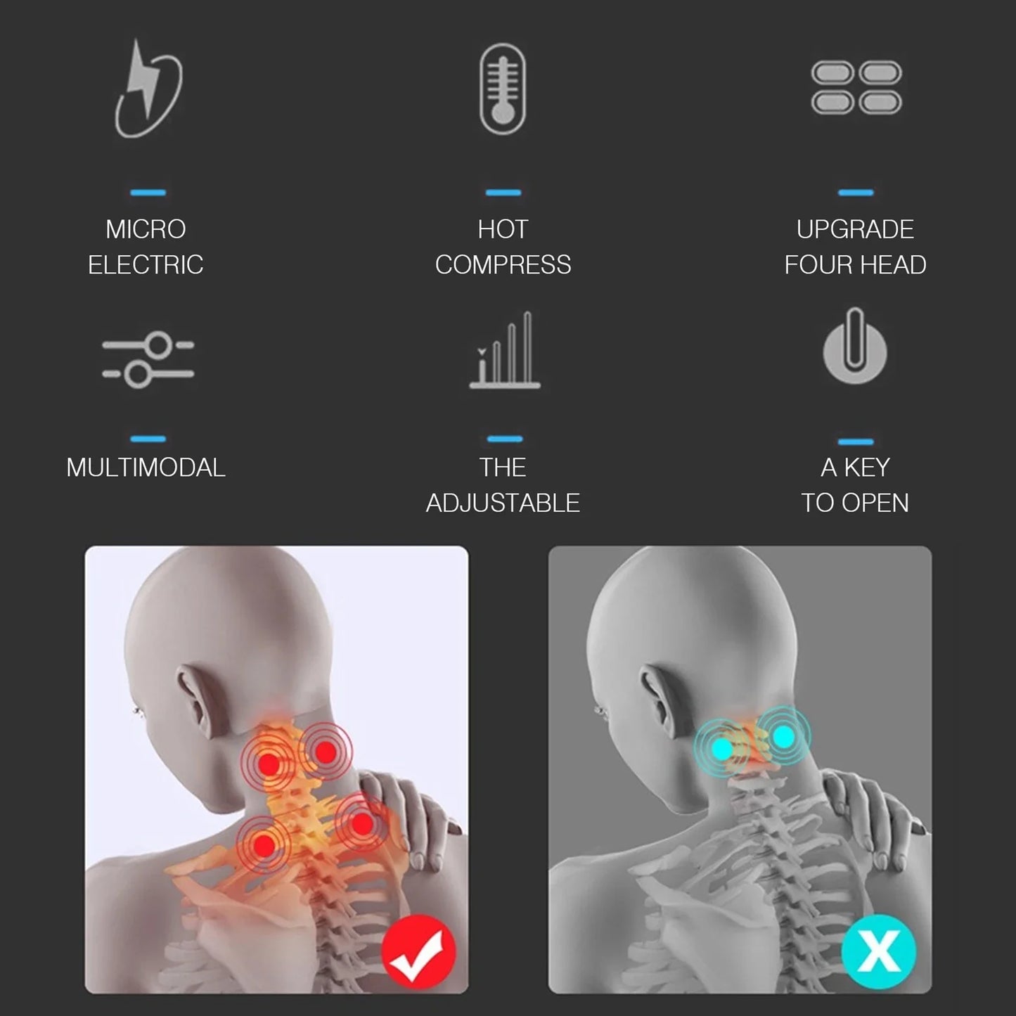 Neck Massage Machine 4 Head And Neck Protection Heating Machines Breathing Light Vibration Hot Compress Cervical Spine Machine