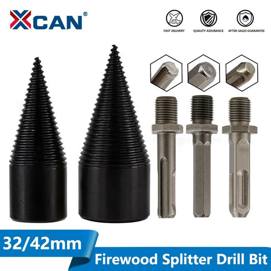 XCAN Firewood Chop 32mm/42mm HSS Firewood Splitter Drill Bit Wood Split Cone Drill Bit Woodworking Tools Wood Chopper