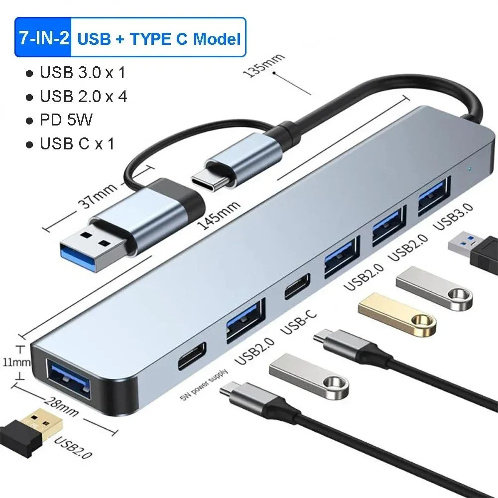 PowerLink Pro – 8-in-2 USB + Type-C Hub Station