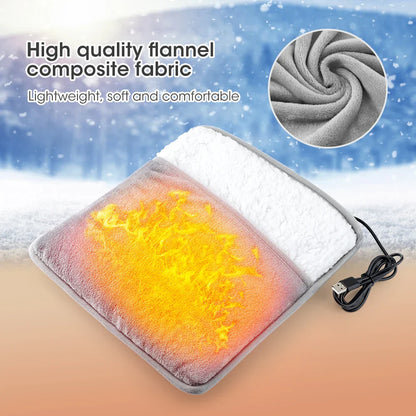 Winter Electric Foot Heating Pad USB Charging Soft Plush Washable Foot Warmer Heater Improve Sleeping Household Foot Warming Mat