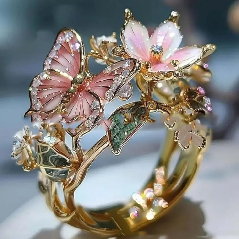 Fashion Flower Butterfly Ring