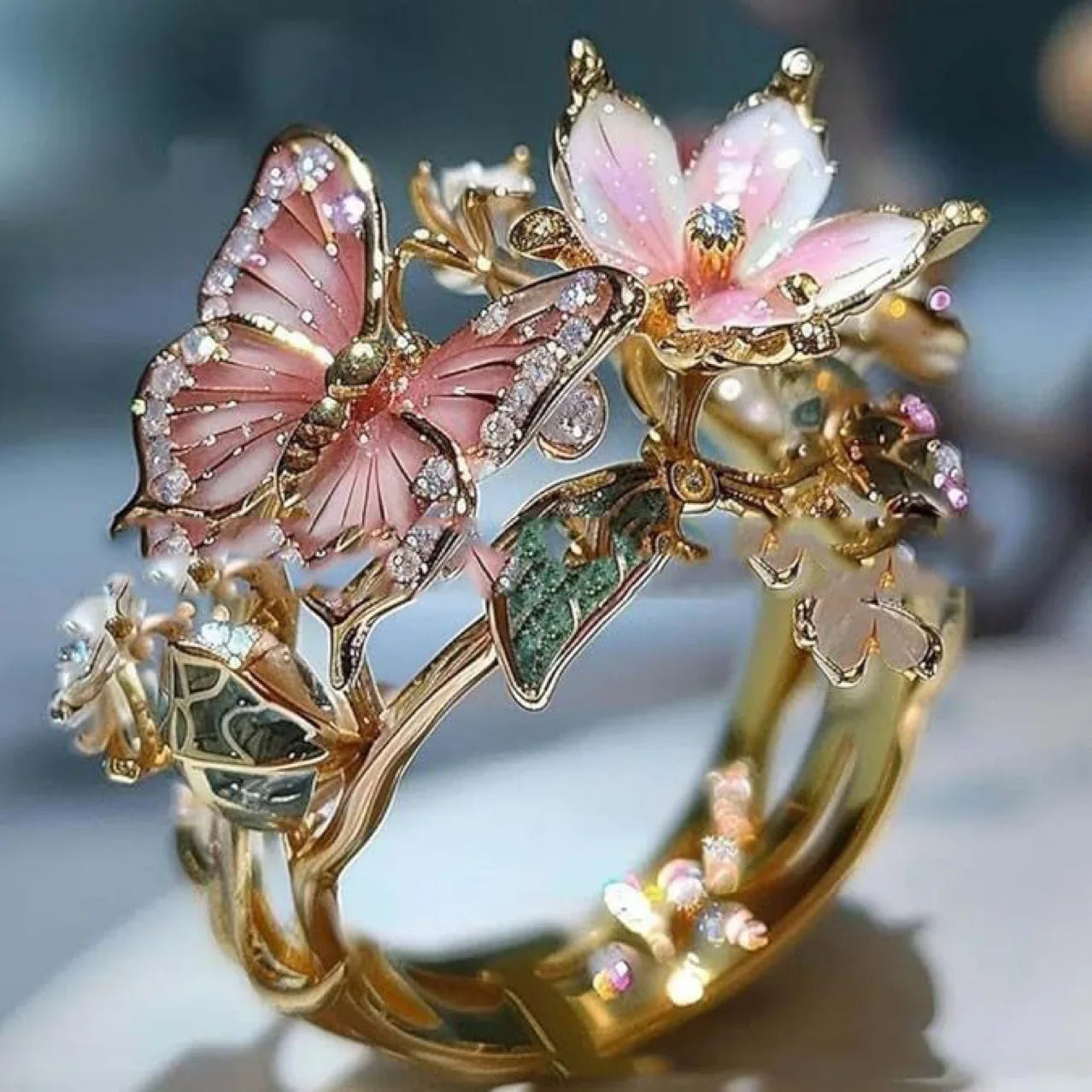 Fashion Flower Butterfly Ring