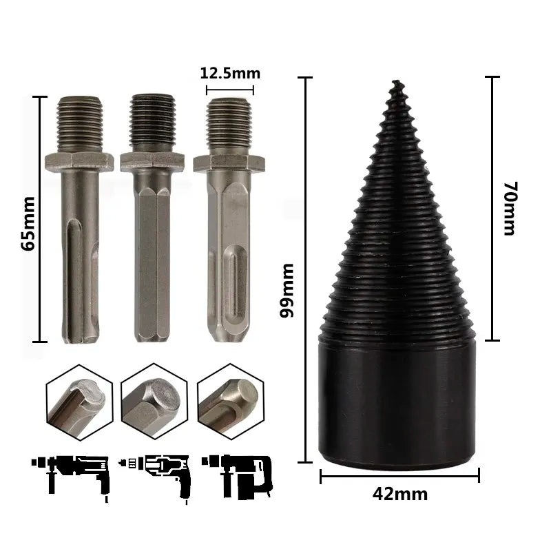 XCAN Firewood Chop 32mm/42mm HSS Firewood Splitter Drill Bit Wood Split Cone Drill Bit Woodworking Tools Wood Chopper
