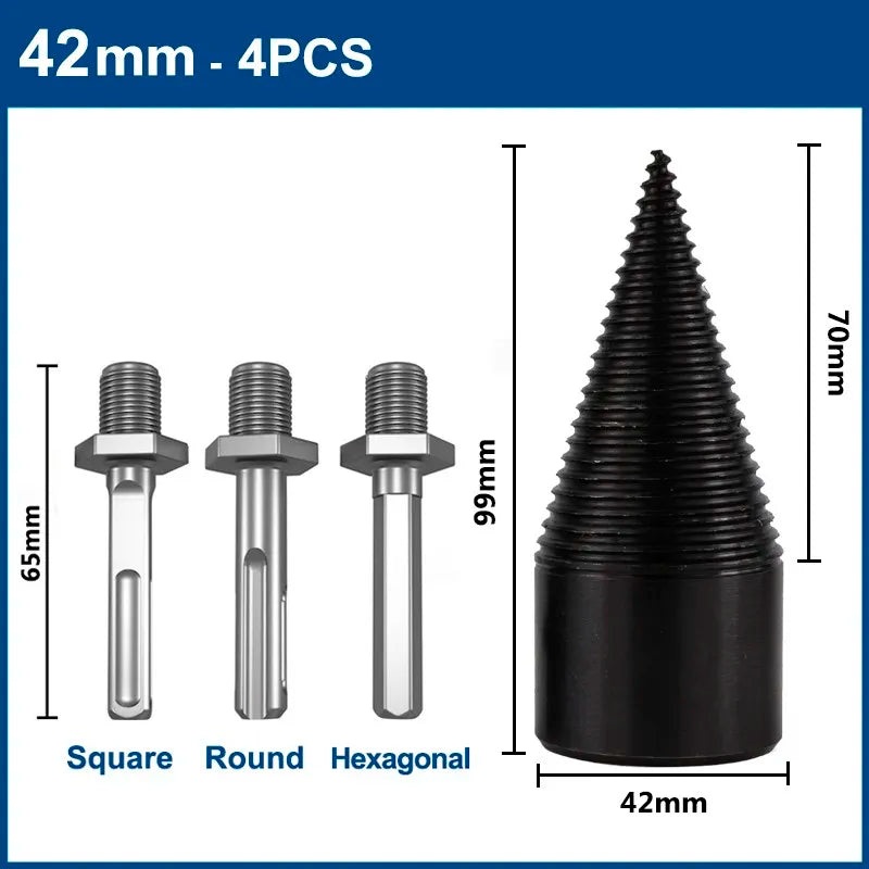 XCAN Firewood Chop 32mm/42mm HSS Firewood Splitter Drill Bit Wood Split Cone Drill Bit Woodworking Tools Wood Chopper