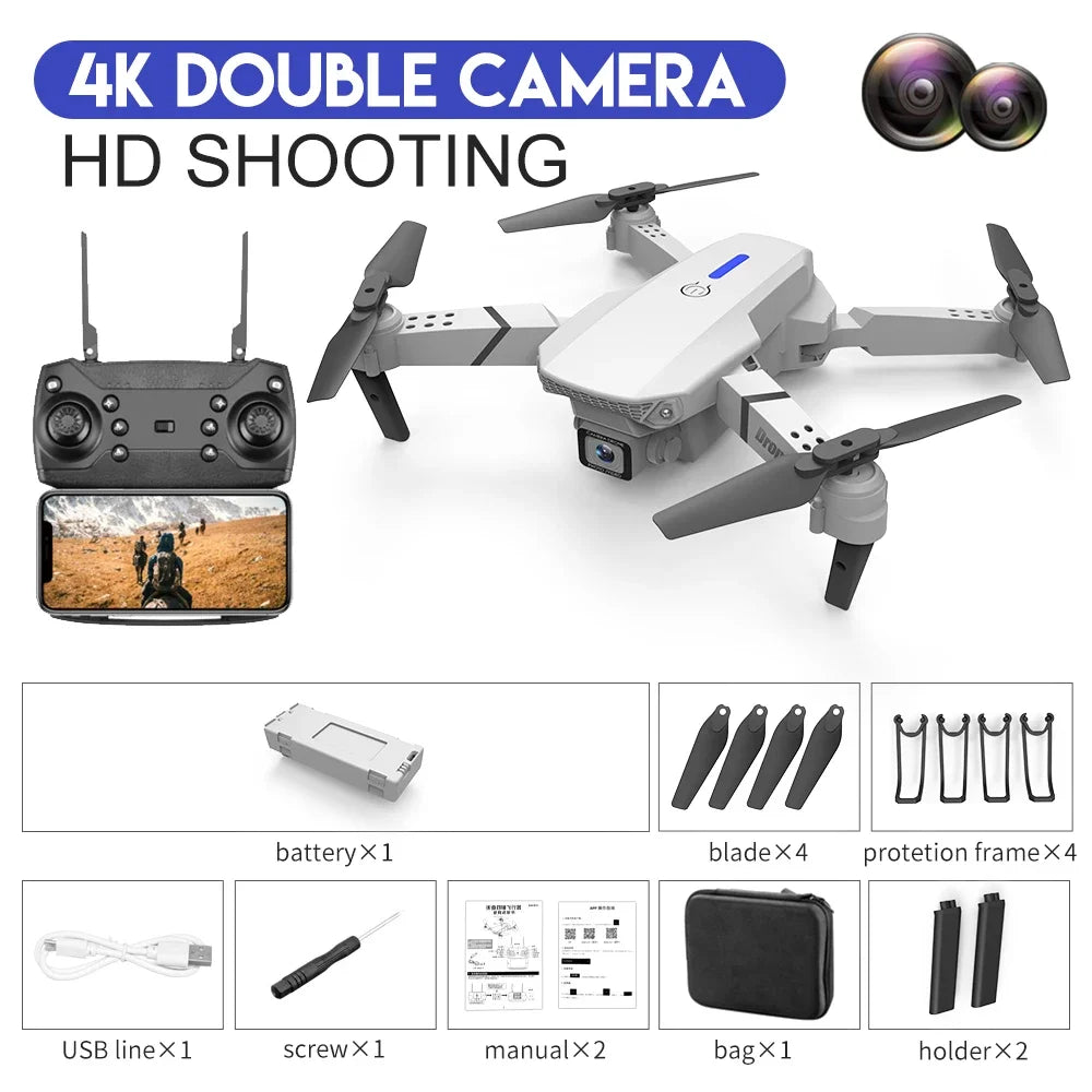 Folding Drone with Dual 4K HD Cameras | FPV Live Video Quadcopter with Altitude Hold