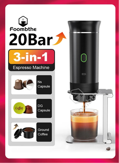 Wireless Electric Portable Espresso Coffee Machine – 3-in-1 for Car, Home & Camping