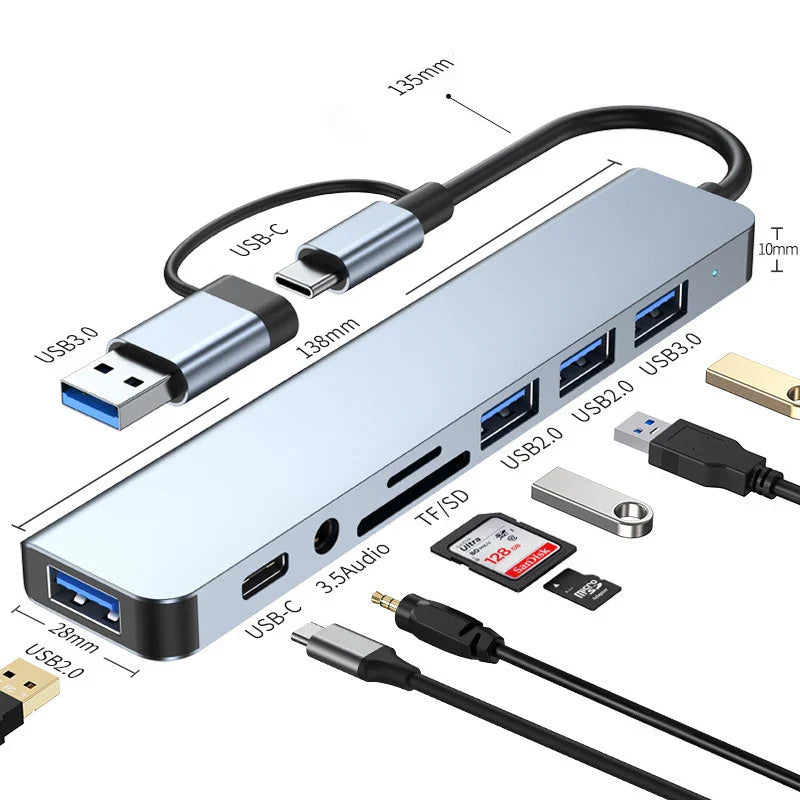 PowerLink Pro – 8-in-2 USB + Type-C Hub Station