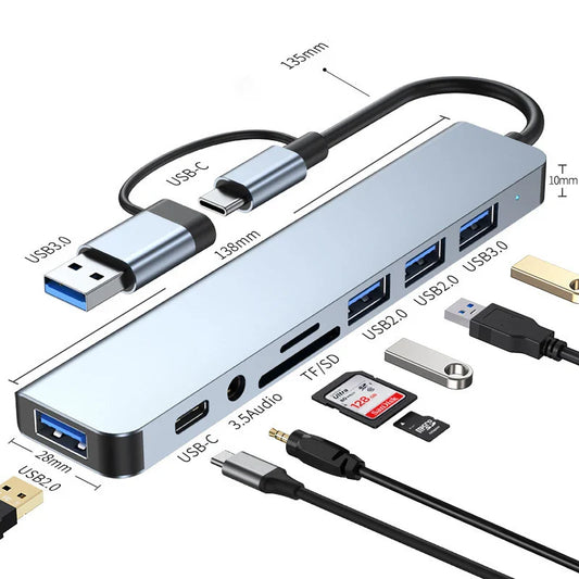 PowerLink Pro – 8-in-2 USB + Type-C Hub Station